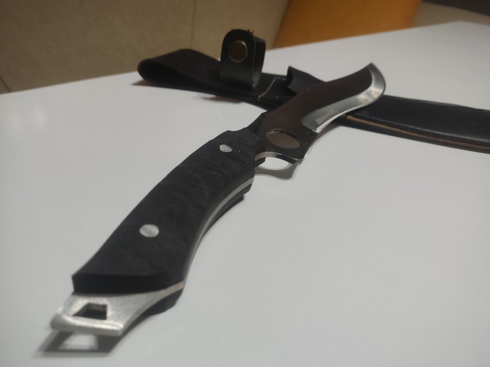 Kavisli Siyah Bıçak ve Kılıfı - Görsel 2