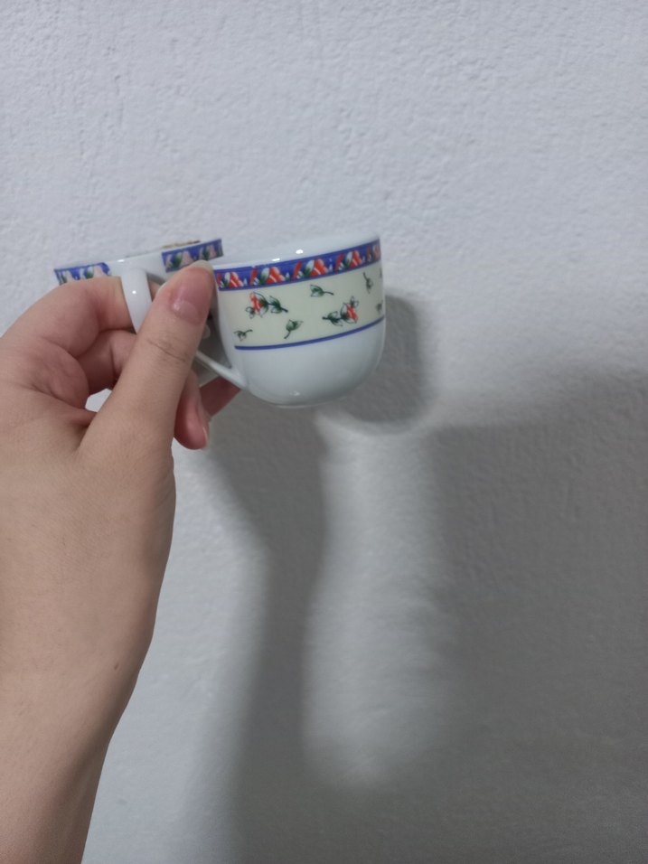 Pastel Renkli Çiçek Desenli Beyaz Fincan - Görsel 2