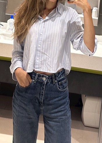 Fit Mavi Çizgili Gömlek