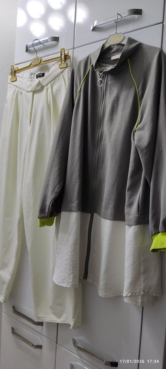 Gri Pamuklu Uzun Kollu Kadın Eşofman Takımı - Görsel 3