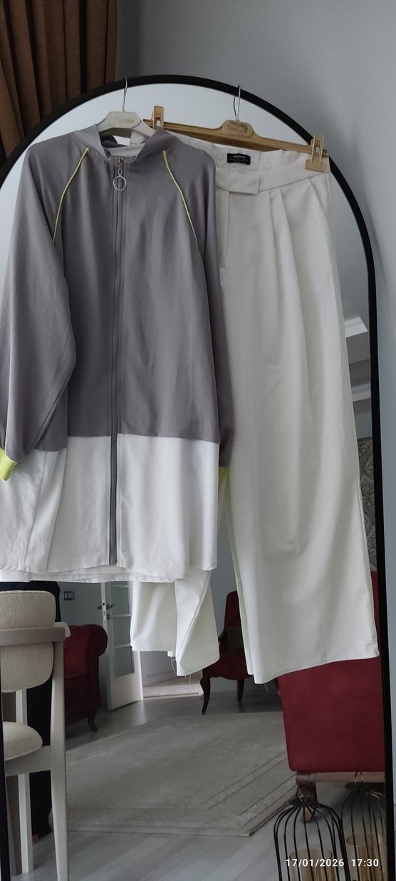 Gri Pamuklu Uzun Kollu Kadın Eşofman Takımı - Görsel 2