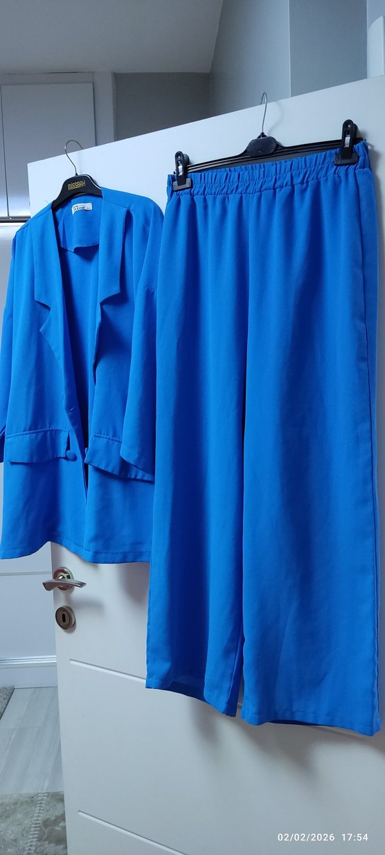 Mavi Düğmeli Kadın Blazer Ceket - Görsel 2