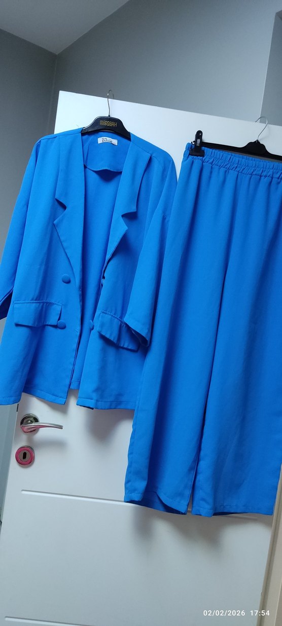 Mavi Düğmeli Kadın Blazer Ceket - Görsel 3