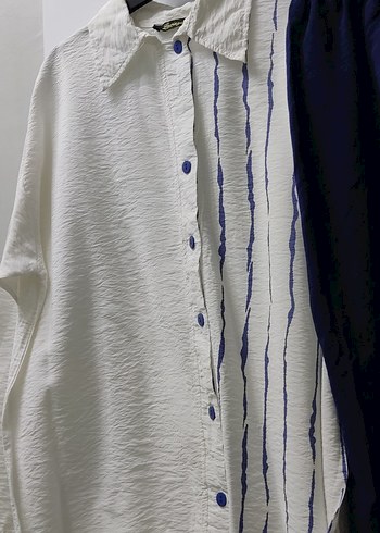 Kadın Beyaz Bağlamalı Desenli Gömlek - Görsel 2