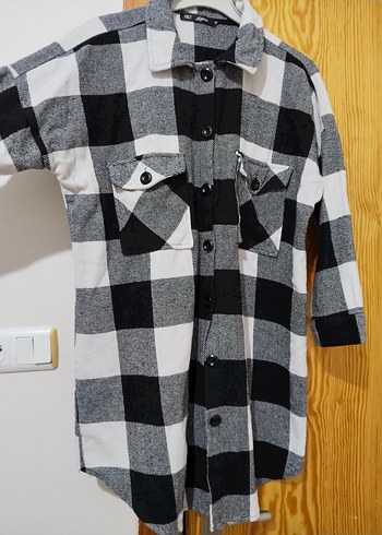 Gri Kareli Pamuklu Uzun Kollu Kadın Gömlek - Görsel 2