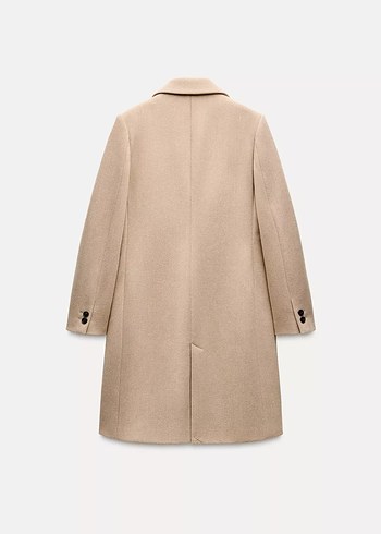 Zara Düğmeli Bej Klasik Kaban - Görsel 5