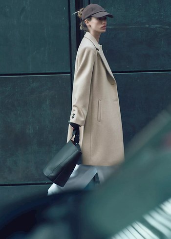 Zara Düğmeli Bej Klasik Kaban - Görsel 3