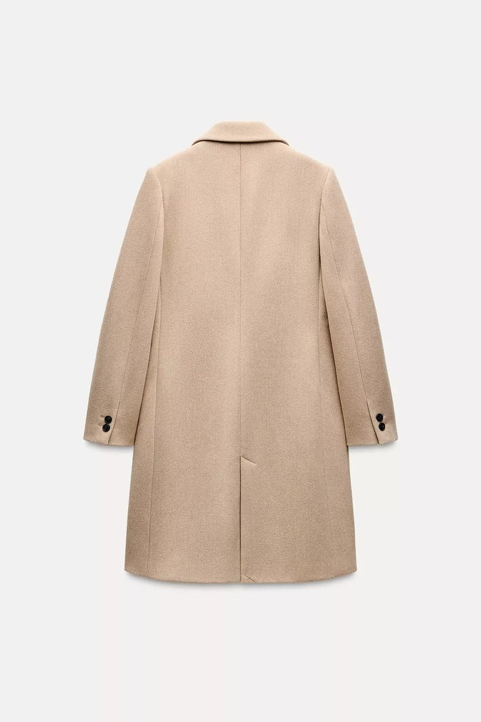 Zara Düğmeli Bej Klasik Kaban - Görsel 5