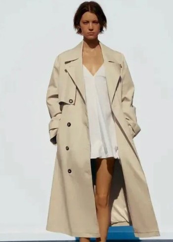 Zara Uzun Kadın Trençkot - Görsel 3