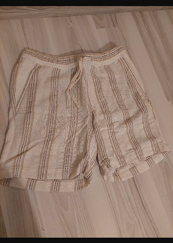 Bej Çizgili Kadın Bermuda Şort zara - Görsel 2