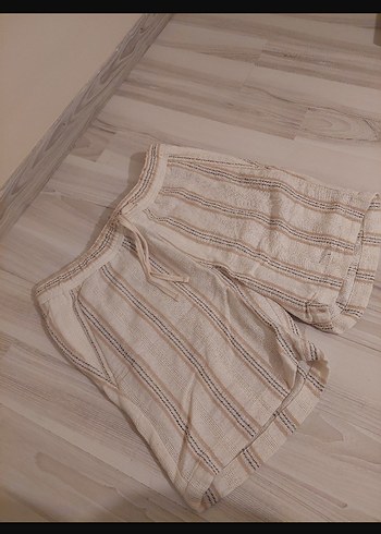 Bej Çizgili Kadın Bermuda Şort zara - Görsel 3