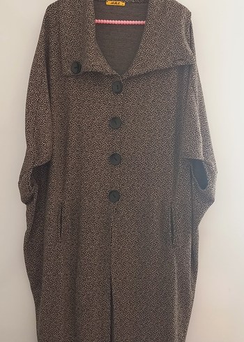 Düğmeli Uzun Kahverengi Kadın Kaban - Görsel 2