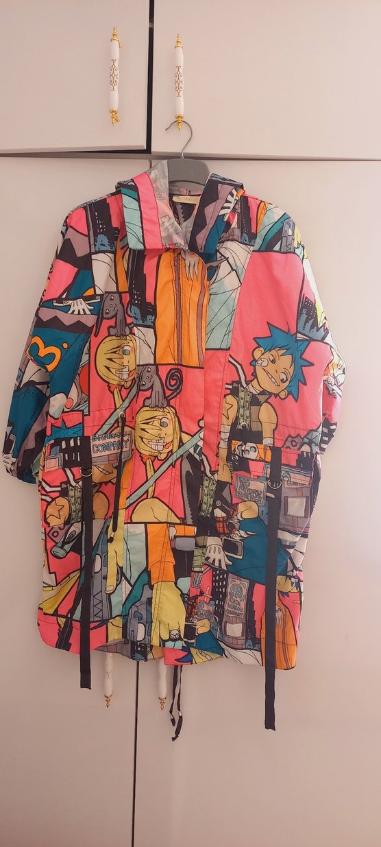 Renkli Baskılı Kız Yağmurluğu Fermuarlı - Görsel 2