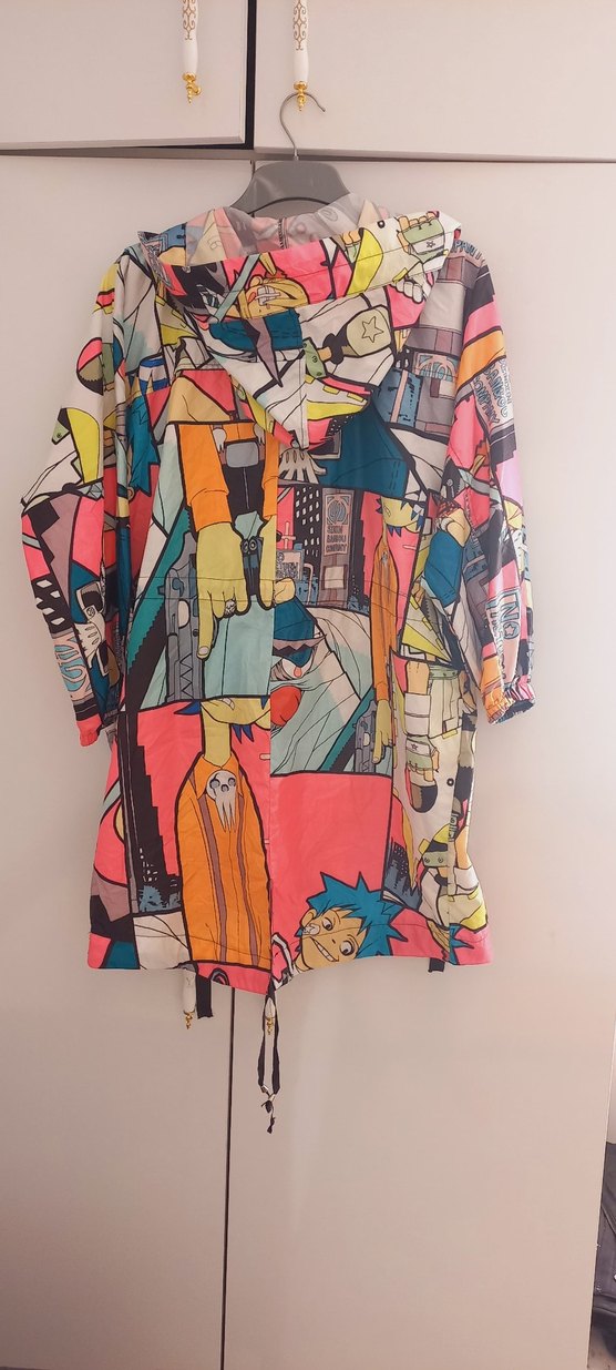 Renkli Baskılı Kız Yağmurluğu Fermuarlı - Görsel 4