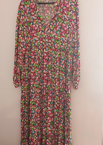 Renkli Piliseli Uzun Bohem Elbise - Görsel 2