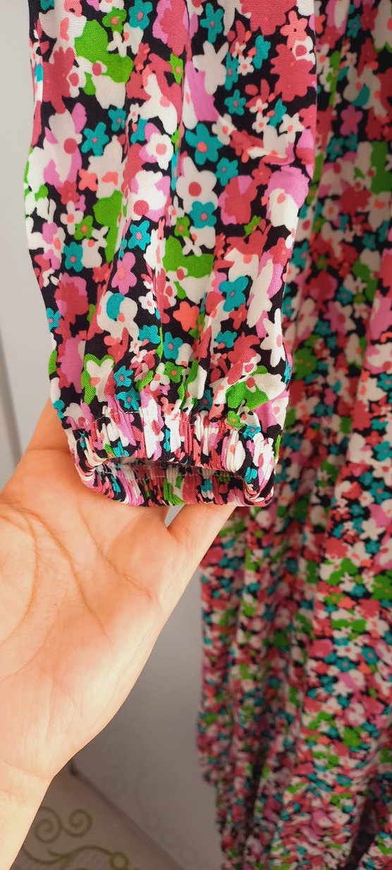 Renkli Piliseli Uzun Bohem Elbise - Görsel 5