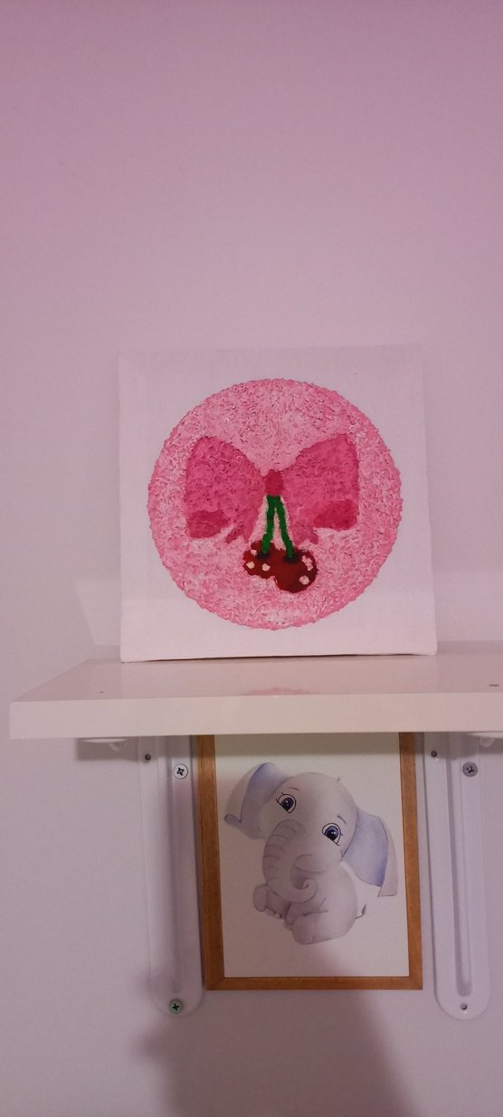 Pembe Pastel Tonlarda Kiraz Desenli tablo - Görsel 2