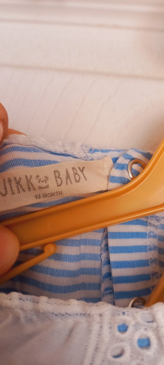 Kız Çocuk Mavi Çizgili Fırfırlı Elbise - Görsel 3