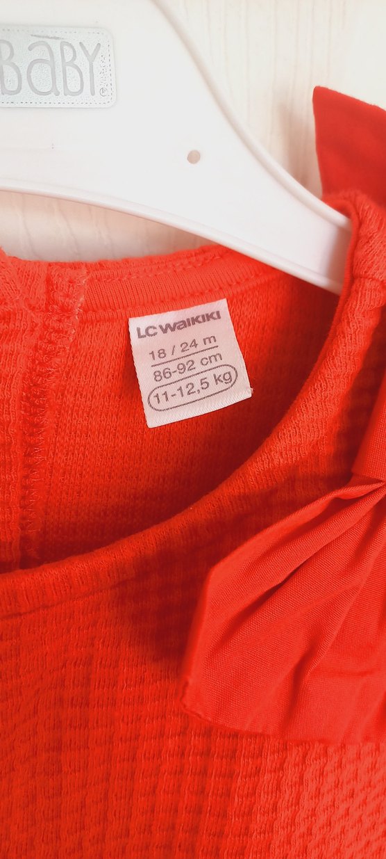 Kız Çocuk Kırmızı Fırfırlı Elbise - Görsel 4