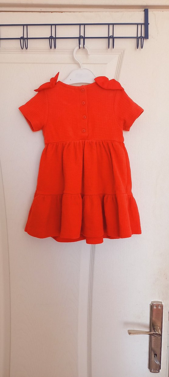 Kız Çocuk Kırmızı Fırfırlı Elbise - Görsel 3