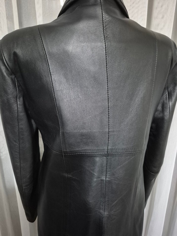 Düğmeli Siyah Deri Kadın Ceket - Görsel 3