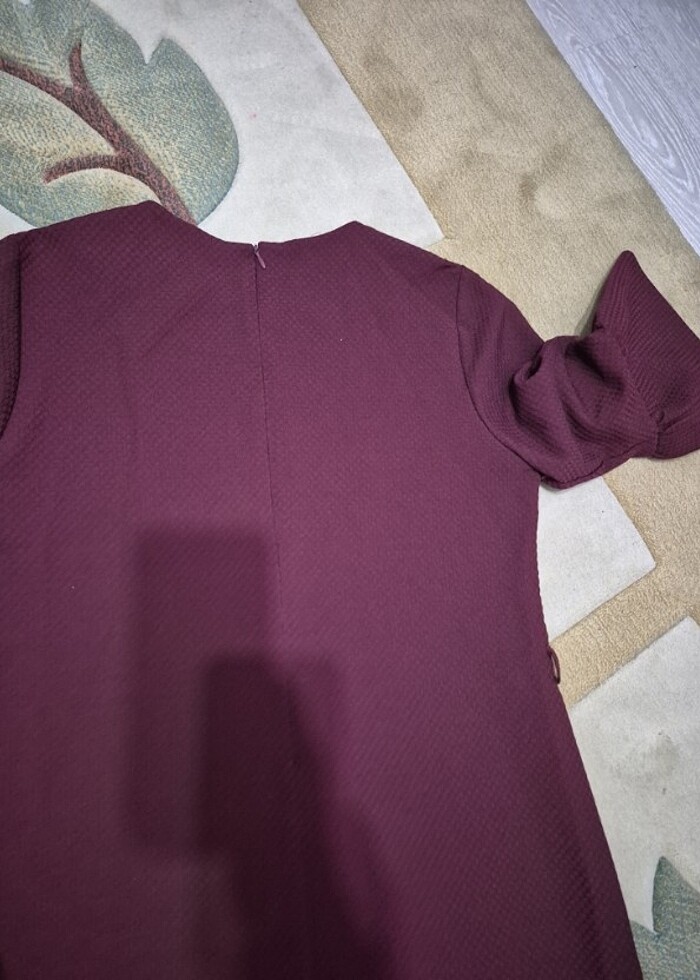 Bordo şık elbise - Görsel 5