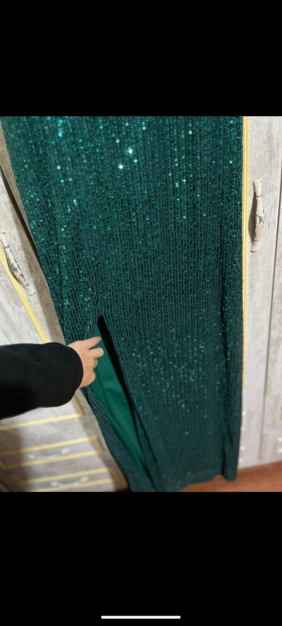 Yeşil payetli  Abiye Elbise - Görsel 3