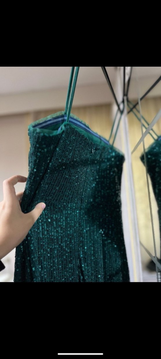 Yeşil payetli  Abiye Elbise - Görsel 4