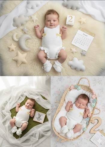 Beyaz Örgü Kız Bebek Tulum 2-5  Ay - Görsel 2