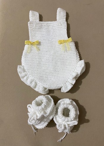 Renkli Örgü Kız Bebek Tulumları - Görsel 6