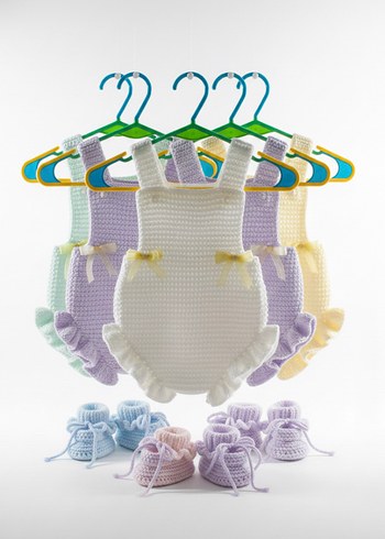 Renkli Örgü Kız Bebek Tulumları - Görsel 2