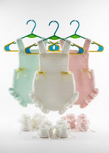 Renkli Örgü Kız Bebek Tulumları - Görsel 3