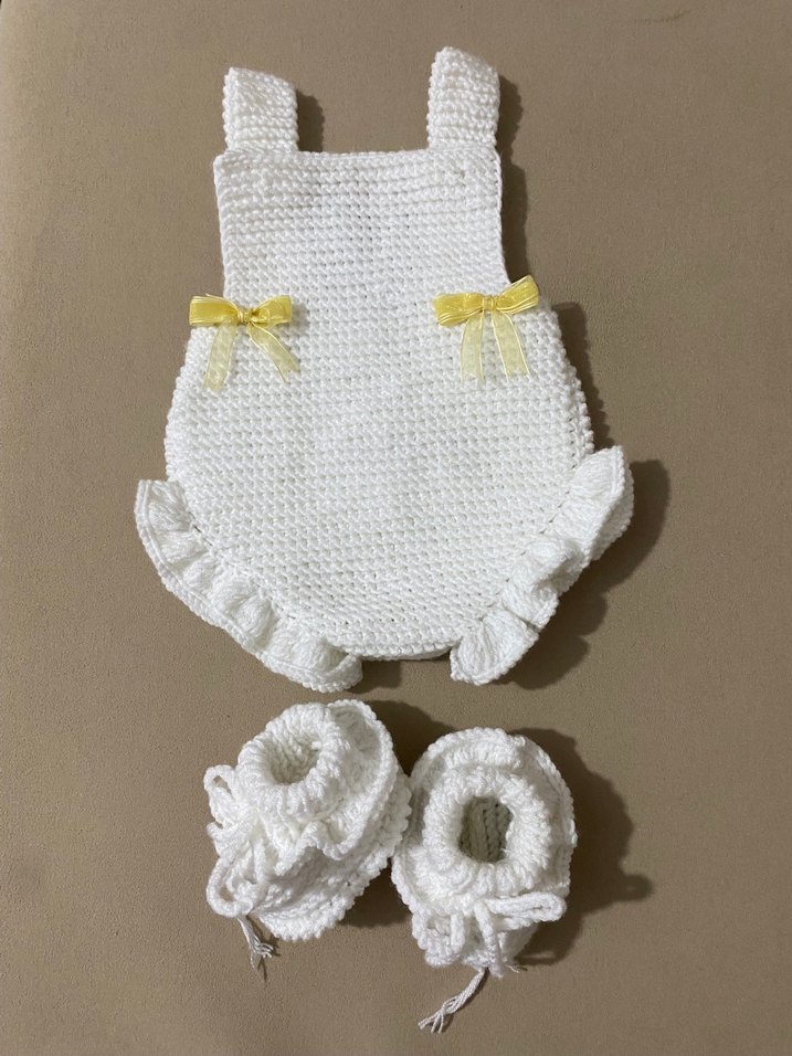 Renkli Örgü Kız Bebek Tulumları - Görsel 5