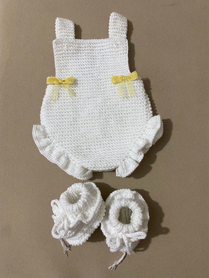 Renkli Örgü Kız Bebek Tulumları - Görsel 4