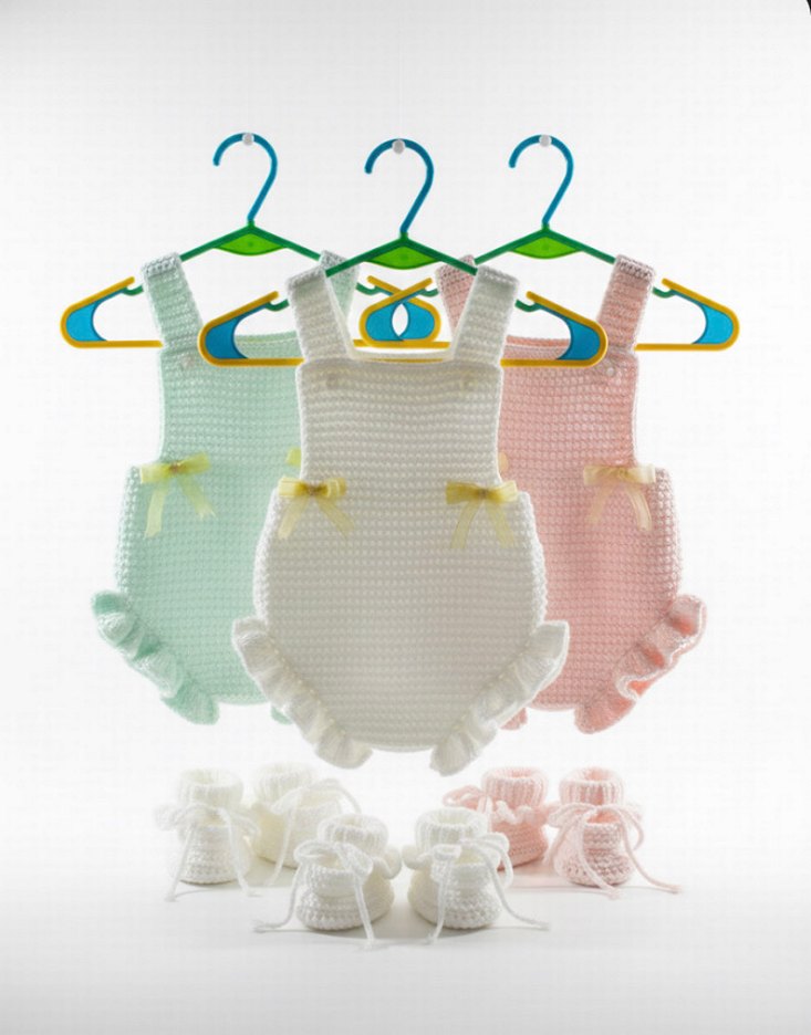 Renkli Örgü Kız Bebek Tulumları - Görsel 3