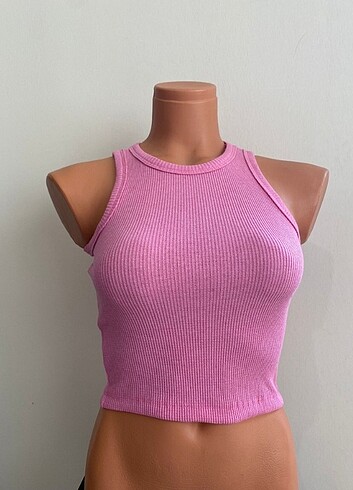 m Beden Pembe crop bluz büstiyer