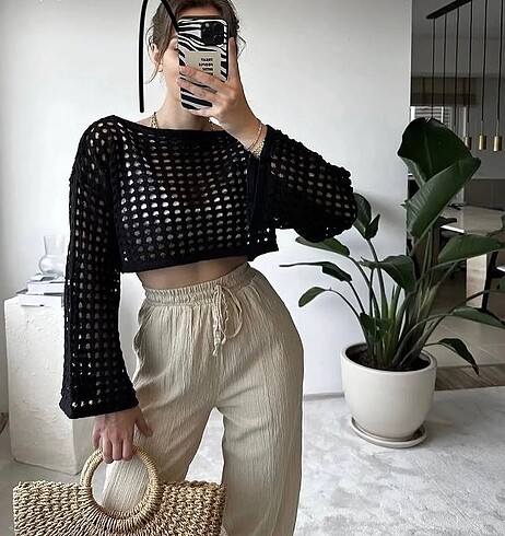 Zara file triko crop bluz