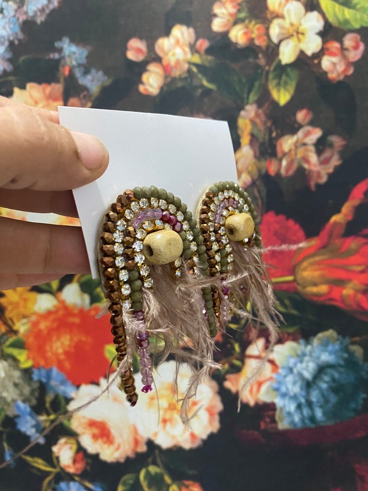 El yapımı boncuk küpe - Görsel 5