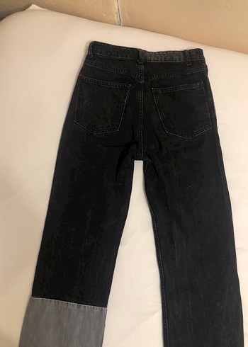 xs Beden gri Renk Gri Bağcıklı Batik Desenli Kadın Kot Pantolon