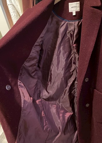 Bordo Uzun Kadın Kaban - Görsel 5