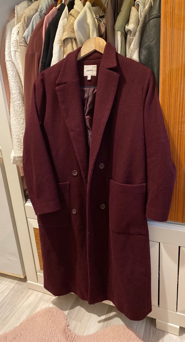 Bordo Uzun Kadın Kaban - Görsel 2