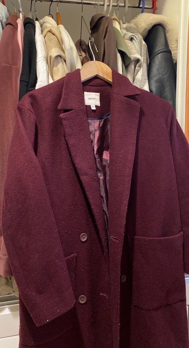 Bordo Uzun Kadın Kaban - Görsel 3