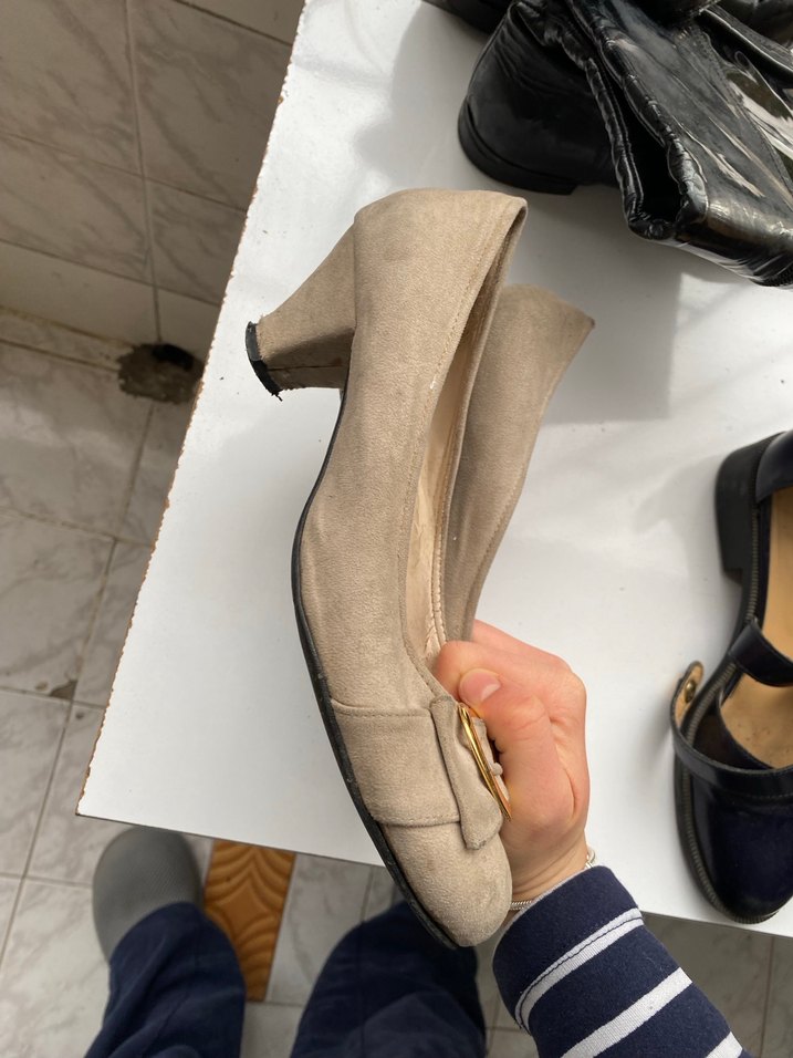 Bej Süet Tokalı Topuklu Kadın Ayakkabı - Görsel 3