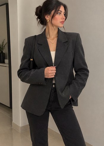 Zara Sikligin Simgesi Antrasit Oversize Blazer