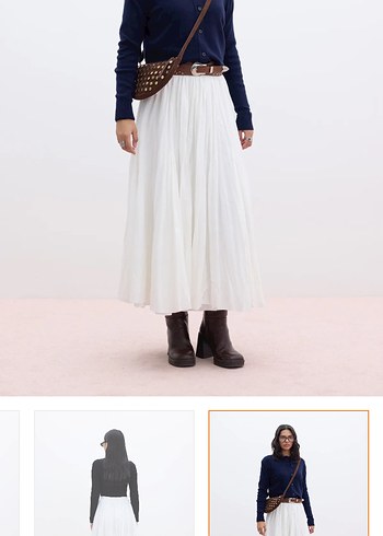 Zara Manuka Ekru Pilise Maxi Etek