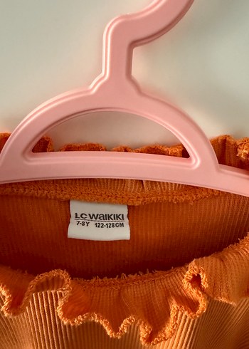 LC Waikiki Turuncu Fırfırlı Uzun Kollu Kız Bluzu