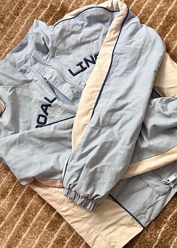 mavi paraşüt kumaş bershka crop ceket - Görsel 2