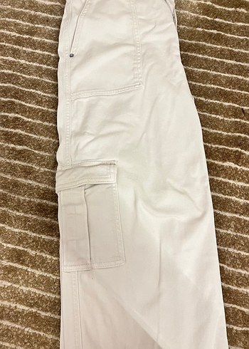 Beyaz Kargo Kot Pantolon - Görsel 4