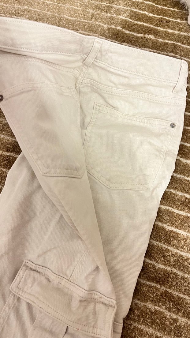 Beyaz Kargo Kot Pantolon - Görsel 3