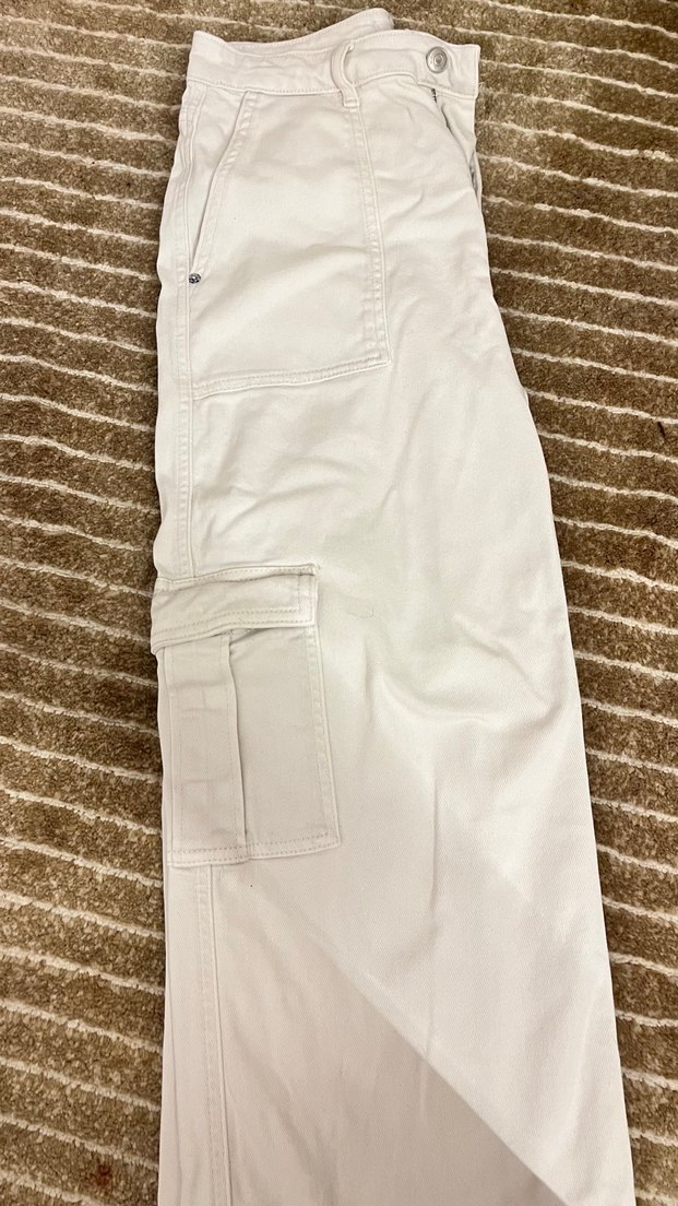 Beyaz Kargo Kot Pantolon - Görsel 4